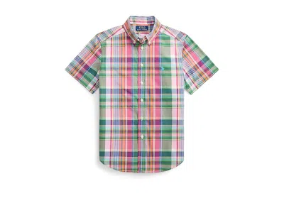 Polo Ralph Lauren Plaid Cotton Poplin Shirt (toddler/little Kid) Boy's Clothing Pink/green/multi : 6 Little Kid