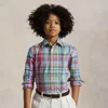 Polo Ralph Lauren Plaid Cotton Poplin Shirt In Pink Blue Multi