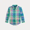 Polo Ralph Lauren Kids' Plaid Cotton Poplin Shirt In Seafoam Blue Multi