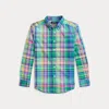 Polo Ralph Lauren Kids' Plaid Cotton Poplin Shirt In Seafoam Blue Multi