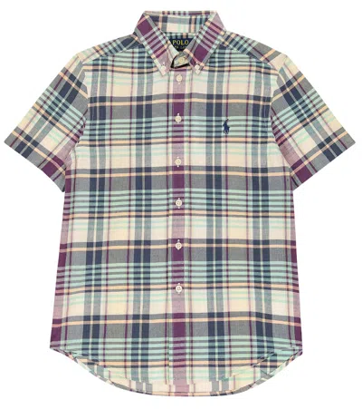 Polo Ralph Lauren Kids' Plaid Cotton Shirt In 6008 Cream/navy Multi