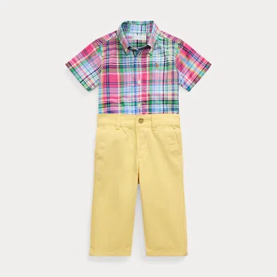 POLO RALPH LAUREN PLAID COTTON SHIRT & CHINO PANT SET