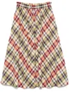 Polo Ralph Lauren Plaid Cotton Drawstring Maxiskirt In Red