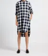 Polo Ralph Lauren Plaid Cotton Twill Midi Shirtdress In Black In Blue