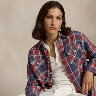 Polo Ralph Lauren Plaid Cotton Twill Workshirt In Blue/red Multi