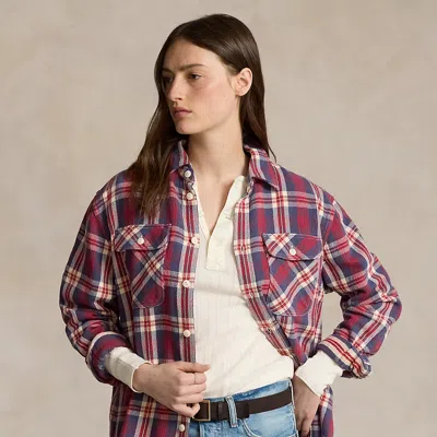 Polo Ralph Lauren Plaid Cotton Twill Workshirt In Purple