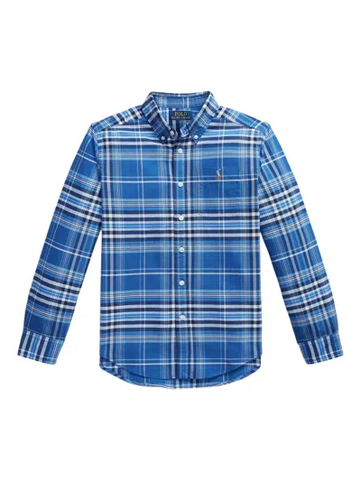 Polo Ralph Lauren Kids' Plaid Embroidered Shirt In Blue