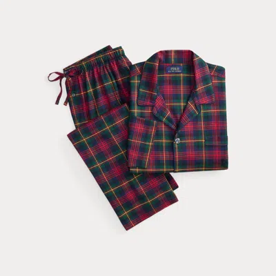 Polo Ralph Lauren Plaid Flannel Pajama Set In Lockwood In Burgundy