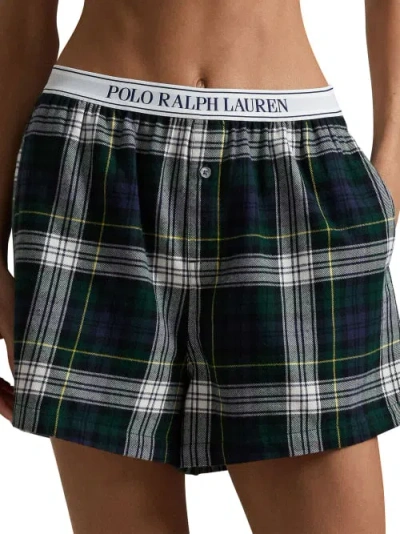 Polo Ralph Lauren Plaid Flannel Sleep Boxer In Evergreen Plaid