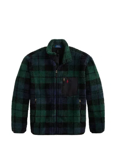 Polo Ralph Lauren Plaid Fleece Sweatshirt In Green