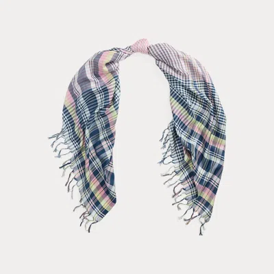 Polo Ralph Lauren Plaid Fringe-trim Silk Scarf In Multi