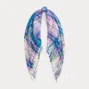 Polo Ralph Lauren Plaid Fringe-trim Silk Scarf In Multi