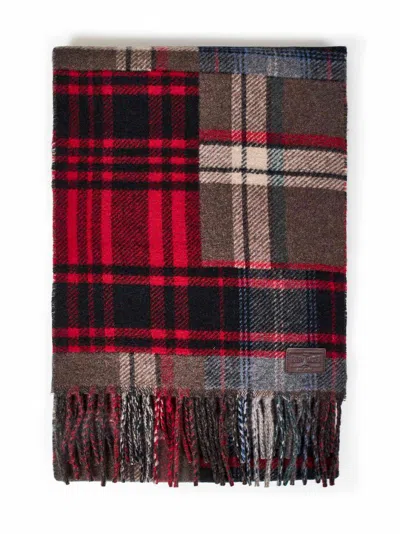 Polo Ralph Lauren Plaid Fringed Edge Scarf In Brown