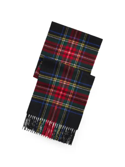 Polo Ralph Lauren Fringed Logo-embroidered Recycled Cashmere-blend Scarf In Multi