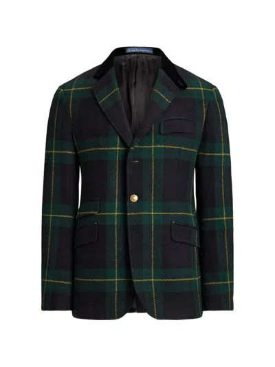 Polo Ralph Lauren Plaid Hacking Jacket In Green