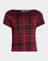 Polo Ralph Lauren Plaid Jacquard Short-sleeve Sweater In Black