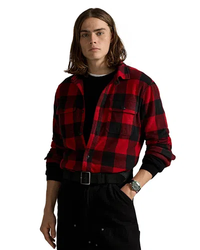 POLO RALPH LAUREN PLAID KNIT FLANNEL OVERSHIRT