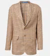 Polo Ralph Lauren Plaid Linen Blazer In Brown