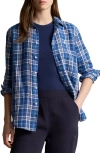 Polo Ralph Lauren Women's Plaid Linen Button-front Shirt In Blue/ Navy White
