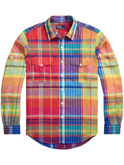 Polo Ralph Lauren Plaid Linen Shirt In Red