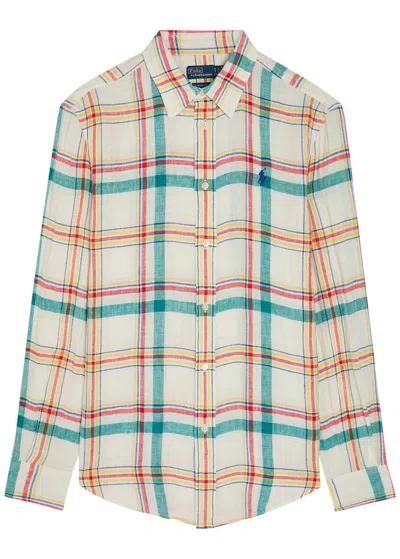Polo Ralph Lauren Plaid Linen Shirt In White