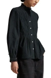 Polo Ralph Lauren Plaid Long Sleeve Peplum Button-up Shirt In Black
