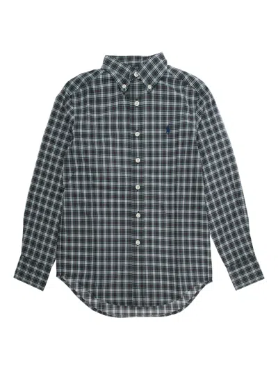 Polo Ralph Lauren Kids' Plaid Long-sleeve Shirt In Green