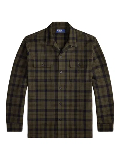 Polo Ralph Lauren Classic Fit Plaid Flannel Camp Shirt In Green