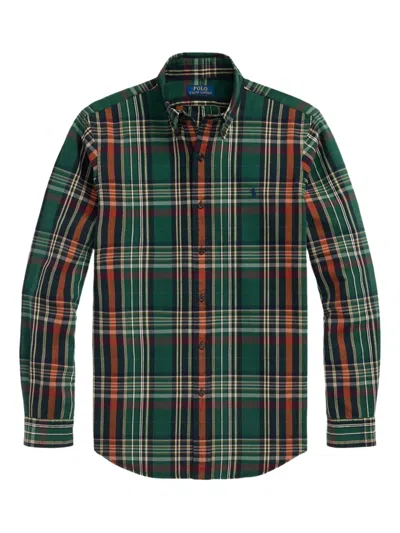 Polo Ralph Lauren Button-down Collar Checked Cotton Oxford Shirt In Green