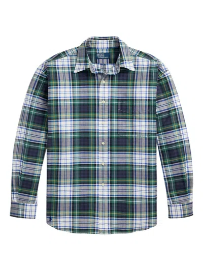 Polo Ralph Lauren Plaid Long-sleeved Shirt In Green