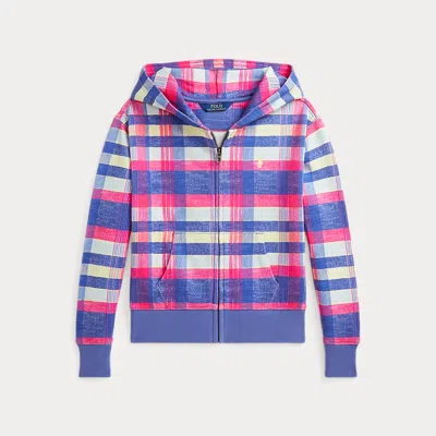 Polo Ralph Lauren Kids' Plaid Loopback Fleece Full-zip Hoodie In Nantucket Madras,yellow