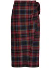 Polo Ralph Lauren Plaid Wool-blend Wrap Skirt In Red
