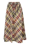 Polo Ralph Lauren Plaid Cotton Drawstring Maxiskirt In Multicolor