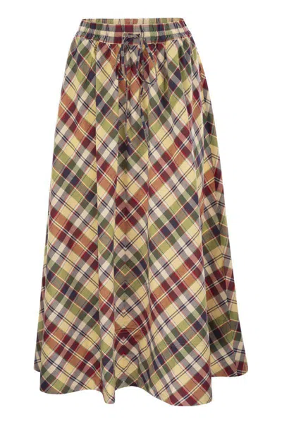 POLO RALPH LAUREN POLO RALPH LAUREN PLAID MAXI SKIRT WITH DRAWSTRING