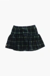 Polo Ralph Lauren Plaid Motif Velvet Flared Skirt In Green