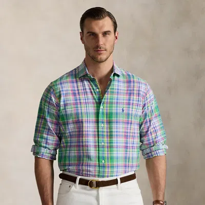 Polo Ralph Lauren Plaid Oxford Shirt In Green/pink Multi