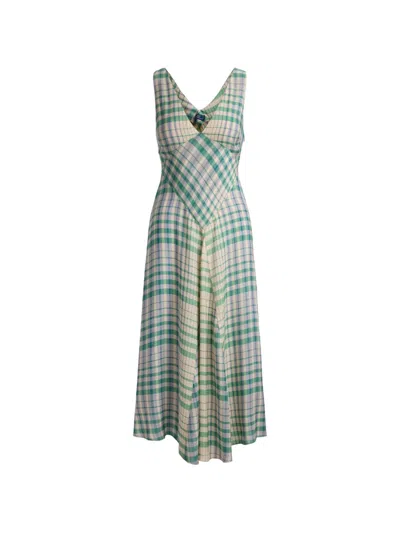 Polo Ralph Lauren Plaid Paneled A-line Dress In Multi