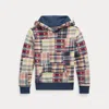 Polo Ralph Lauren Plaid Patchwork-print Fleece Hoodie In Printed Patchwork