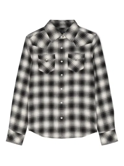 Polo Ralph Lauren Kids' Plaid-pattern Cotton Shirt In Black