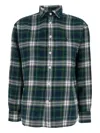 Polo Ralph Lauren Green Shirt With Pony On The Front And All-over Check Motif In Cotton Woman In Multi