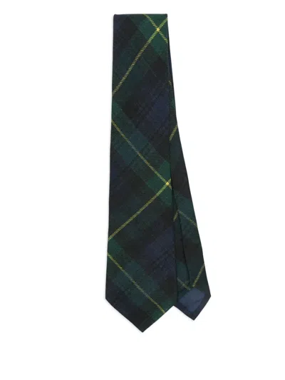 Polo Ralph Lauren Plaid-pattern Linen Tie In Blue