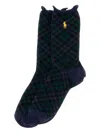 Polo Ralph Lauren Plaid-pattern Logo-detail Socks In Blue