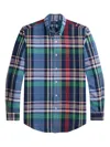 Polo Ralph Lauren Plaid Motif Classic Fit Shirt With Double Breast Pocket In Blue