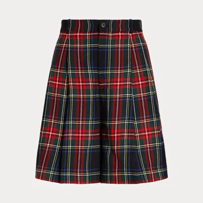 Polo Ralph Lauren Plaid Pleated Wool Short In Grün