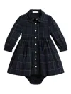 Polo Ralph Lauren Plaid Poplin Collared Dress Set In Black
