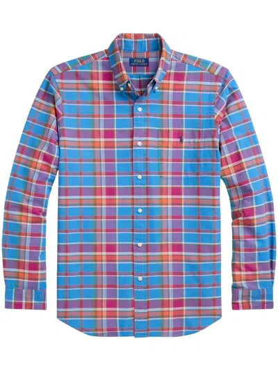 Polo Ralph Lauren Plaid Poplin Shirt In Blue