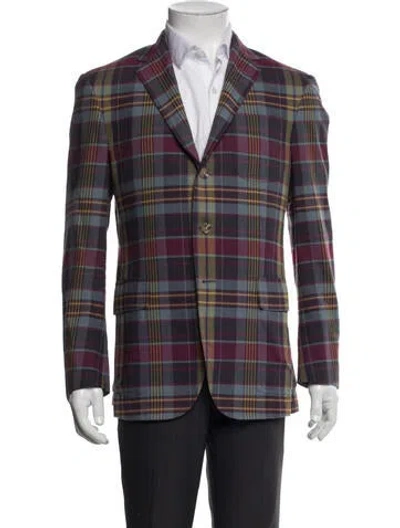 Pre-owned Polo Ralph Lauren Plaid Print Blazer In Blue