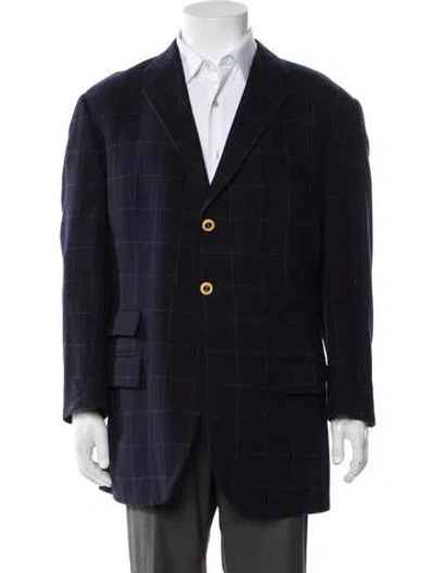 Pre-owned Polo Ralph Lauren Plaid Print Blazer In Blue