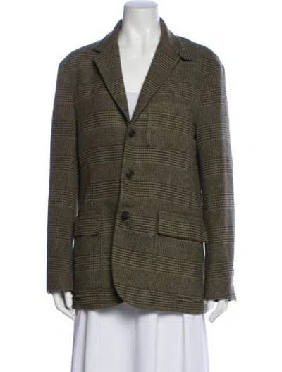 Pre-owned Polo Ralph Lauren Plaid Print Blazer In Green