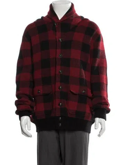 Pre-owned Polo Ralph Lauren Plaid Print Bomber Jacket In Red